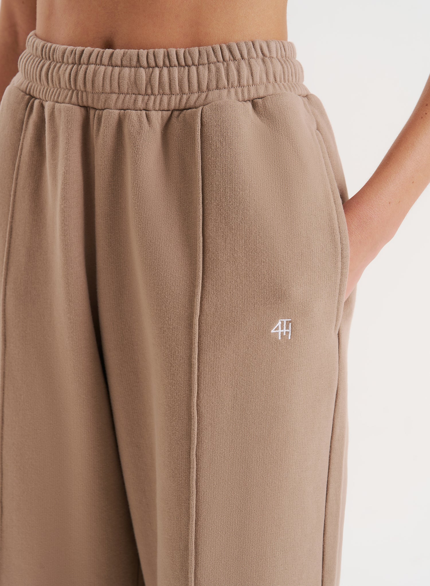Mocha 4th Wide Leg Branded Joggers
